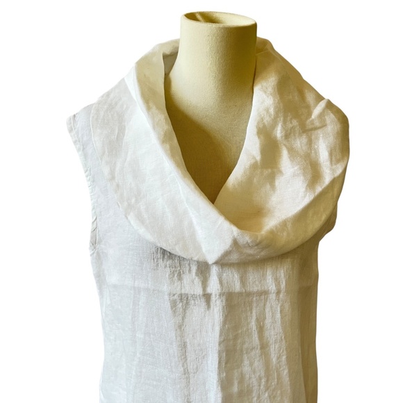 CHALET TUNIC S 100% LINEN COWL BREATHABLE COASTAL GRANDMA SUMMER RESORT CHIC - Picture 3 of 10